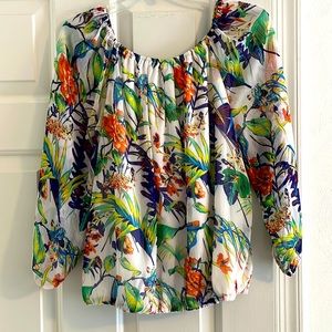 Beautiful Floral multi color blouse , elastic on bottom and top